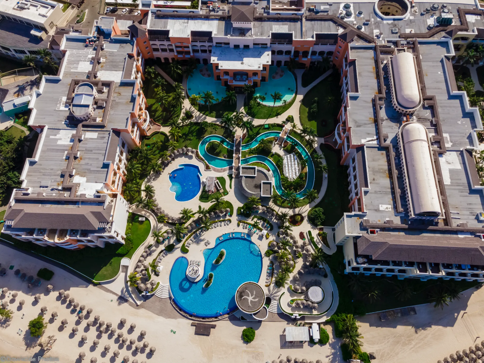 Aerial view of a beachfront resort in Jamaica for the first-trip resort guide
